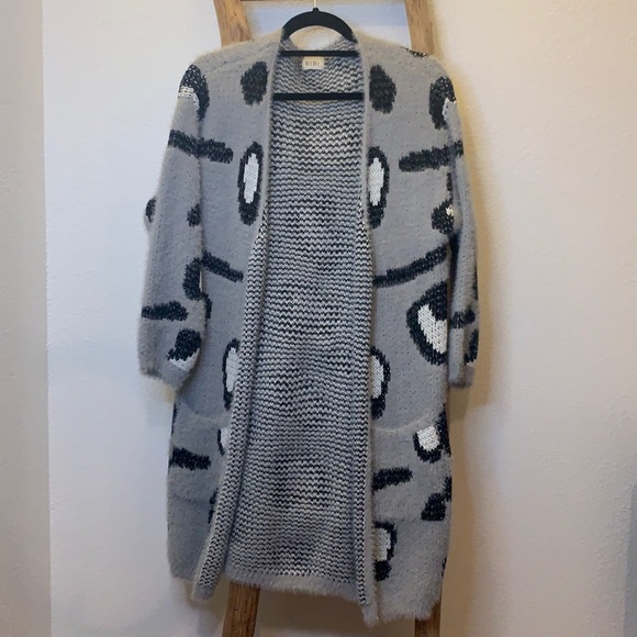 Very soft gray leopard long cardigan - Picture 1 of 5